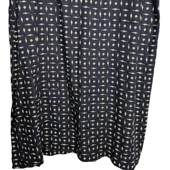J. Jill 100% Linen Midi Dress Womens Large Black Tan Abstract Geometric Cap Slee - Picture 3 of 10